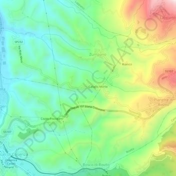 Carte topographique Rovella, altitude, relief
