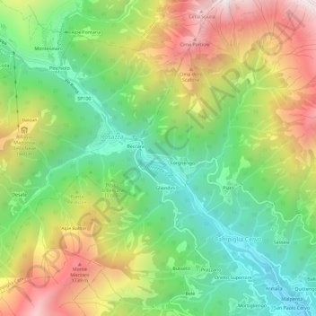 Carte topographique Valmosca, altitude, relief