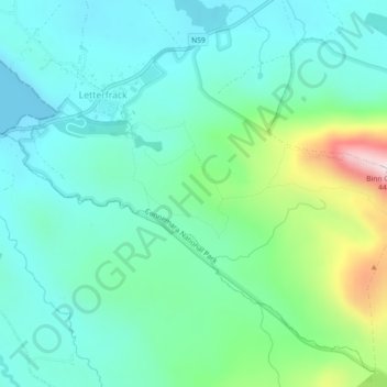 Carte topographique Benhoowirra, altitude, relief