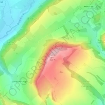 Carte topographique Callow Hill, altitude, relief