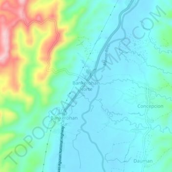 Carte topographique Bankerohan Norte, altitude, relief