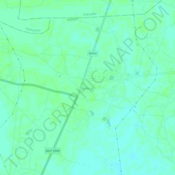 Carte topographique Areraj, altitude, relief