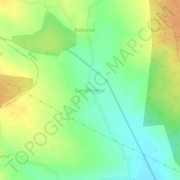 Carte topographique Gandhinagar, altitude, relief