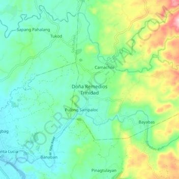 Carte topographique Doña Remedios Trinidad, altitude, relief