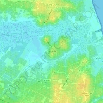 Carte topographique Saint-Corbian, altitude, relief