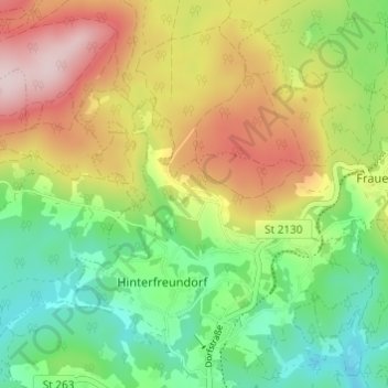 Carte topographique Duschlberg, altitude, relief