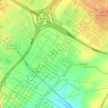 Carte topographique Cañaveral, altitude, relief