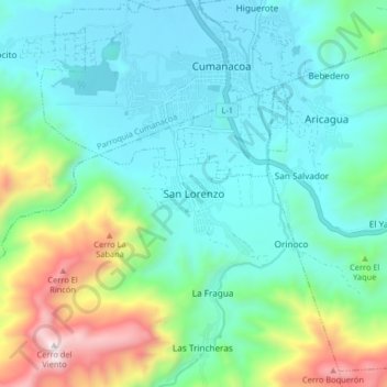 Carte topographique San Lorenzo, altitude, relief