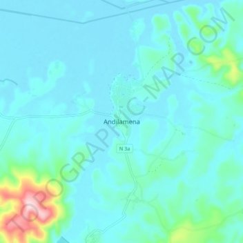 Carte topographique Andilamena, altitude, relief