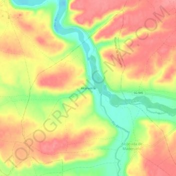 Carte topographique Alconadilla, altitude, relief