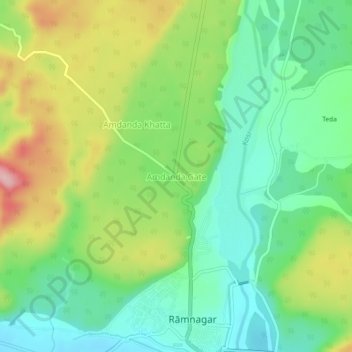 Carte topographique Amdanda Gate, altitude, relief