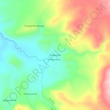Carte topographique Tayacucho, altitude, relief