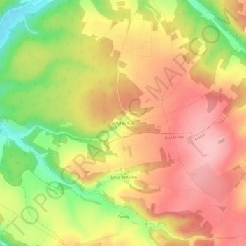 Carte topographique Le Val du Puits, altitude, relief