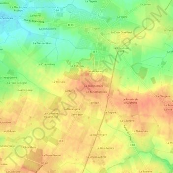 Carte topographique Le Plessis, altitude, relief