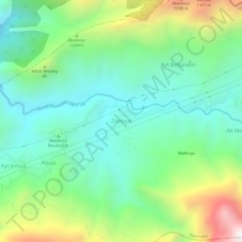 Carte topographique Zentout, altitude, relief