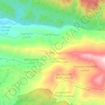 Carte topographique Tizi, altitude, relief