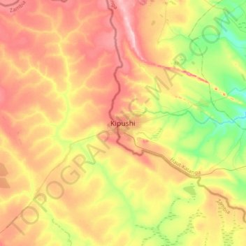 Carte topographique Kipushi, altitude, relief