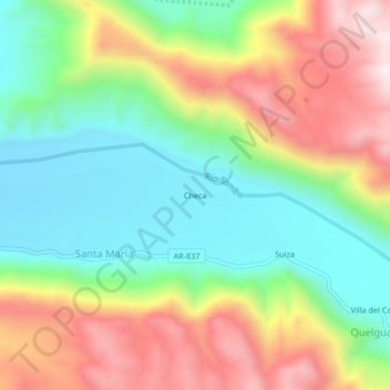 Carte topographique Checa, altitude, relief