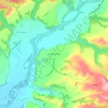 Carte topographique Awahou North, altitude, relief