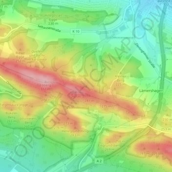 Carte topographique Rottberg, altitude, relief