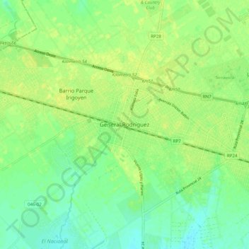 Carte topographique General Rodríguez, altitude, relief
