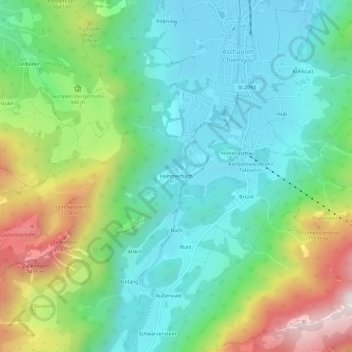 Carte topographique Hammerbach, altitude, relief