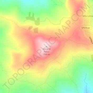 Carte topographique Serra di Falco, altitude, relief
