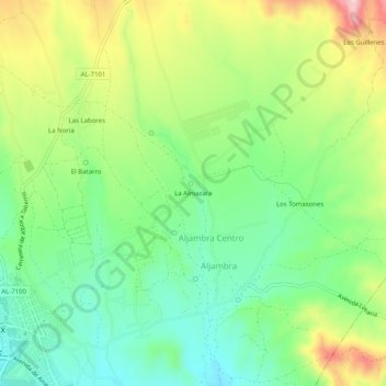 Carte topographique La Almazara, altitude, relief