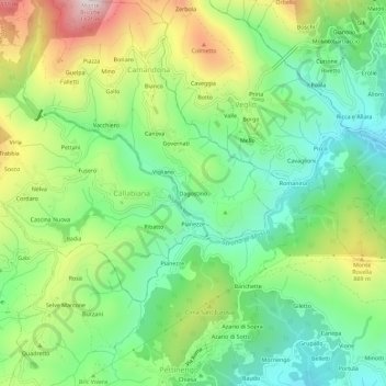 Carte topographique Dagostino, altitude, relief