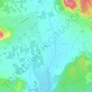Carte topographique Bizac, altitude, relief