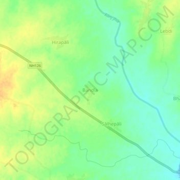 Carte topographique Bandala, altitude, relief