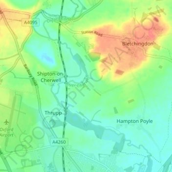Carte topographique Hampton Gay, altitude, relief