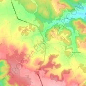 Carte topographique Los Pedrones, altitude, relief