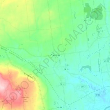 Carte topographique Charlton, altitude, relief