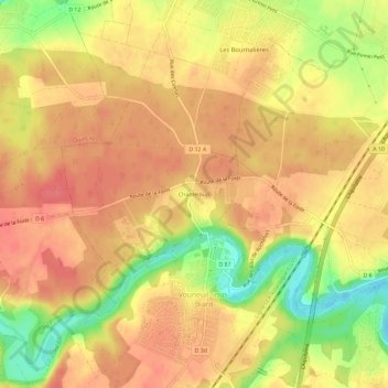 Carte topographique Chanteloup, altitude, relief