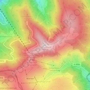 Carte topographique Schauinsland, altitude, relief