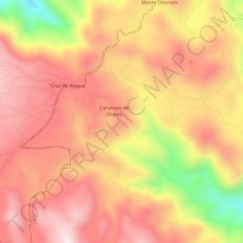 Carte topographique Canalejas de Otates, altitude, relief