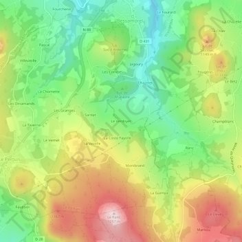 Carte topographique Le Verdoyer, altitude, relief