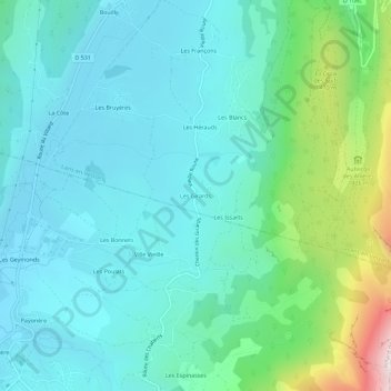 Carte topographique Les Girards, altitude, relief