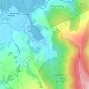 Carte topographique Orokonui, altitude, relief