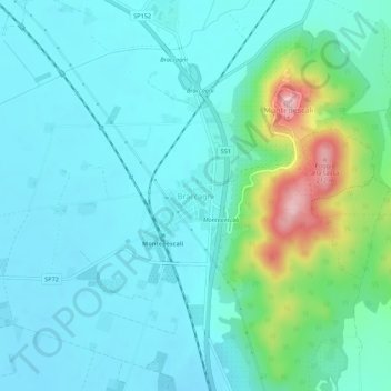 Carte topographique Braccagni, altitude, relief