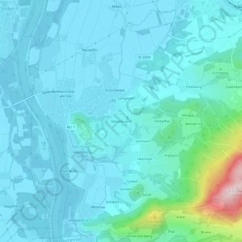 Carte topographique Altenbeuern, altitude, relief
