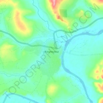 Carte topographique Kouroussa, altitude, relief