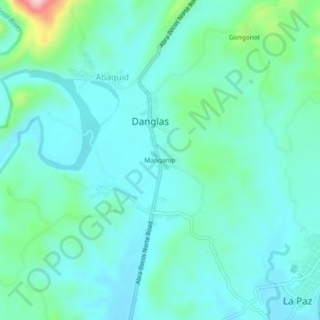 Carte topographique Manganip, altitude, relief