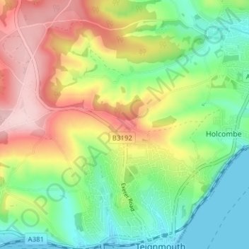 Carte topographique Holcombe Down, altitude, relief