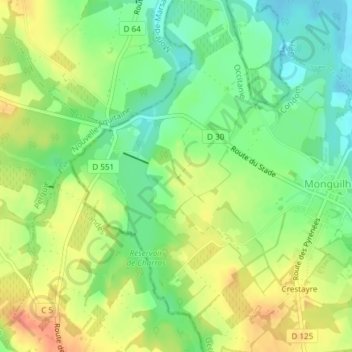 Carte topographique Guirette, altitude, relief