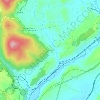 Carte topographique Bercedo, altitude, relief