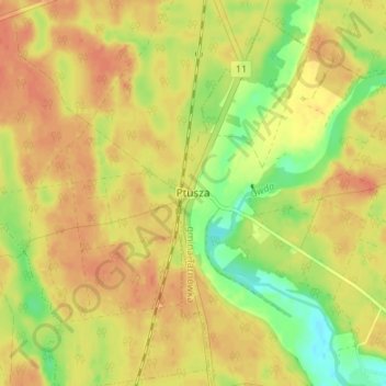 Carte topographique Ptusza, altitude, relief