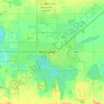 Carte topographique Bonnyville, altitude, relief