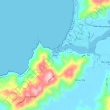 Carte topographique Misisipi, altitude, relief